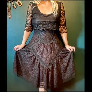Boho black Free People lace dress